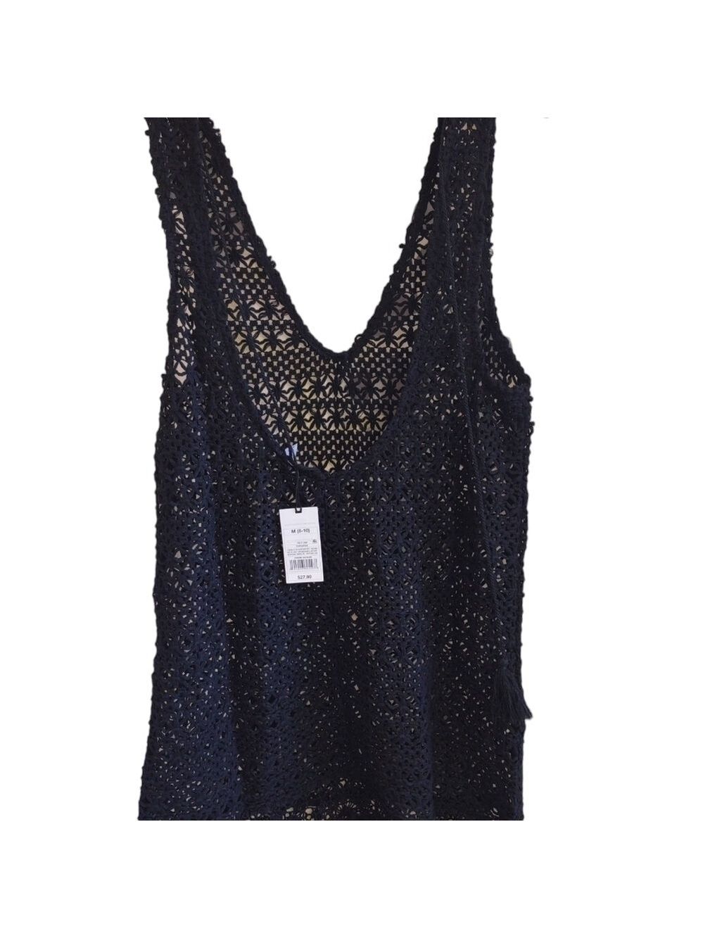 Shade and Shore Black Crochet Tank Dress Medium - Picture 4 of 6